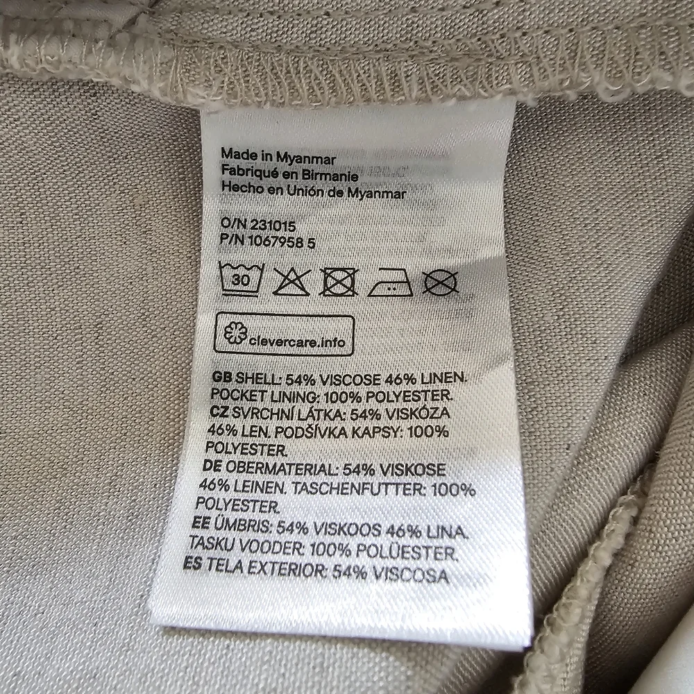 H&M Light Beige Ankle Linen Blend Joggers Size Large